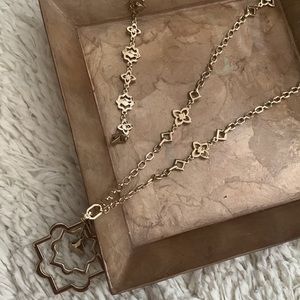 Gold Long Pendant Necklace Bracelet Set